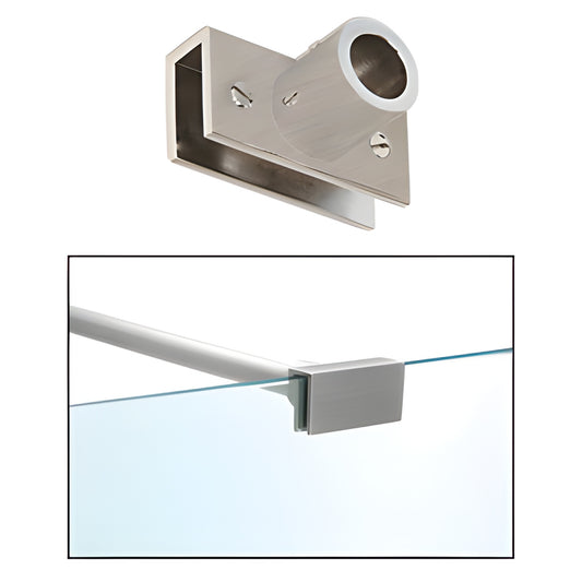 S13BN Brushed nickel adjustable slim-line wall fitting for 6-12mm tempered glass, supports S-series bar