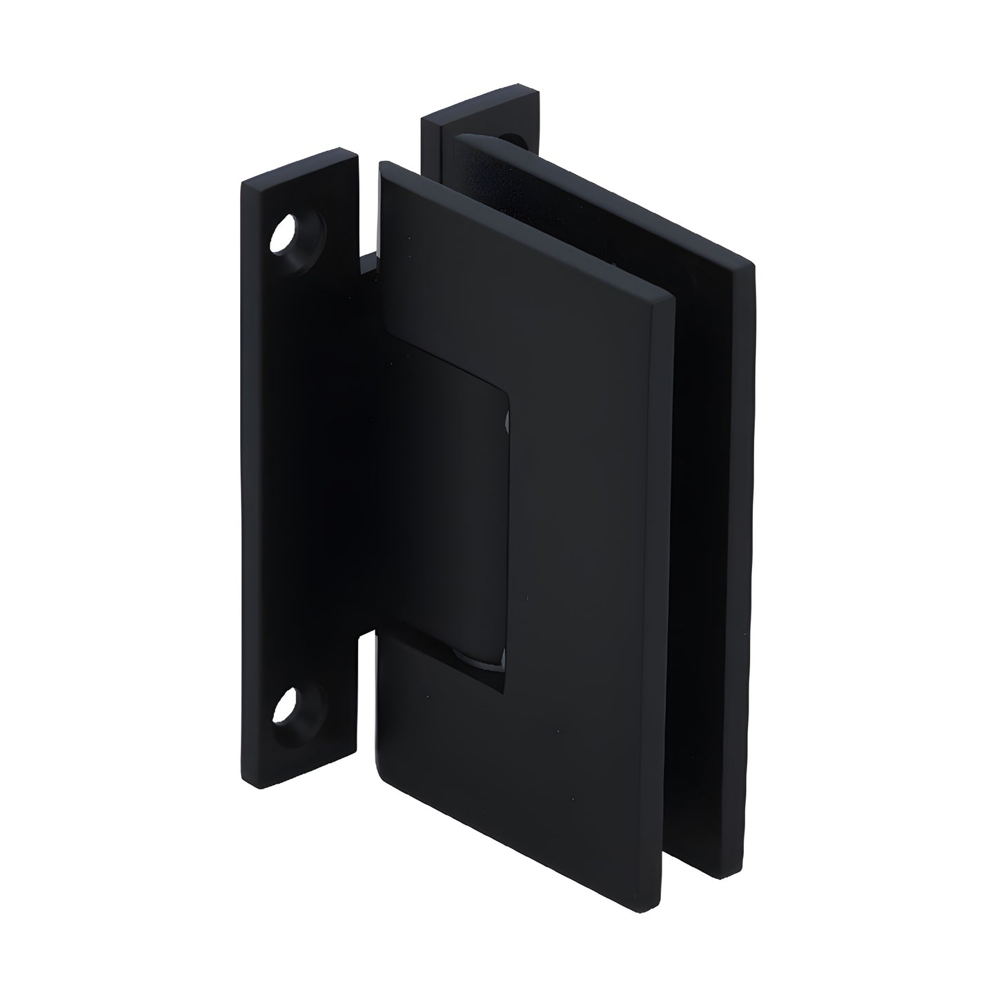 GENH037MBL matte-black H-style square wall-mount hinge for frameless glass shower doors, brass, 3-1/2" high