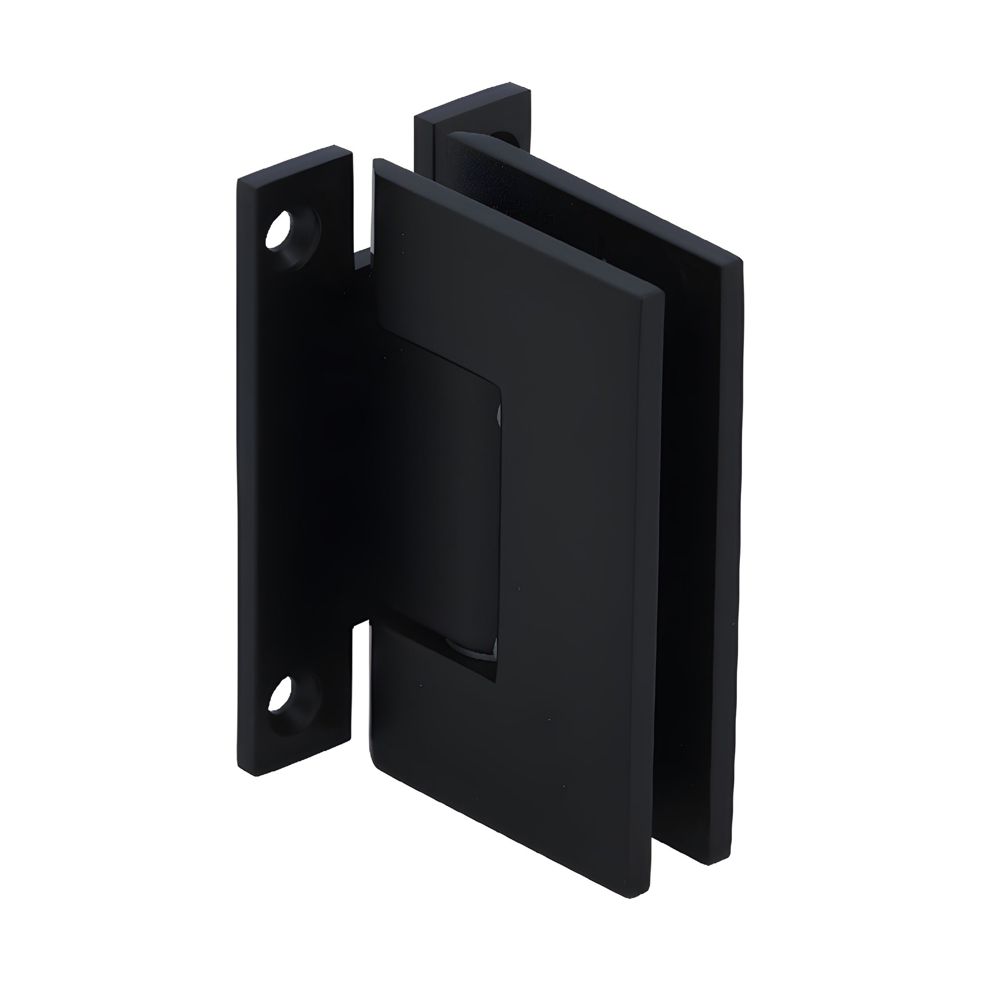 GENH037MBL matte-black H-style square wall-mount hinge for frameless glass shower doors, brass, 3-1/2" high