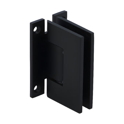 GENH037MBL matte-black H-style square wall-mount hinge for frameless glass shower doors, brass, 3-1/2" high
