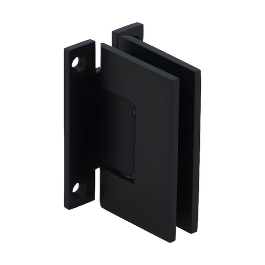 GENH037MBL matte-black H-style square wall-mount hinge for frameless glass shower doors, brass, 3-1/2" high