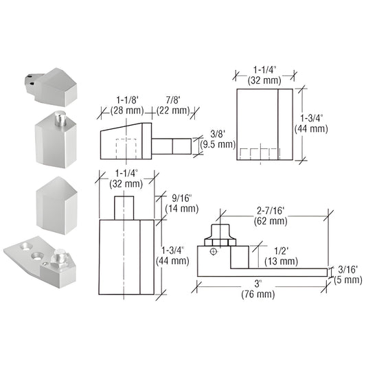 CRL OP28 aluminum offset pivot set (SKU 0P28NHA) for aluminum storefront doors, reversible, fits up to 125 lb doors.
