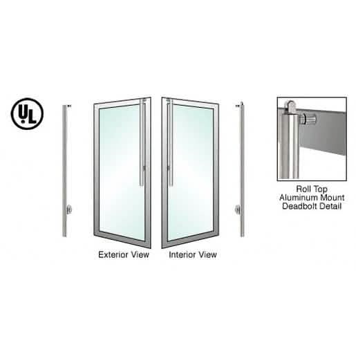 CRL-Blumcraft Brushed Stainless Left Hand Reverse Roll Top Door Handle, Exterior Deadbolt
