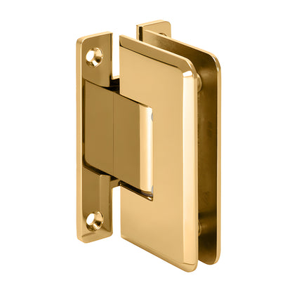 French gold brass Cologne shower door hinge, wall mount "H" back plate, beveled edges, fits 3/8-1/2" glass.