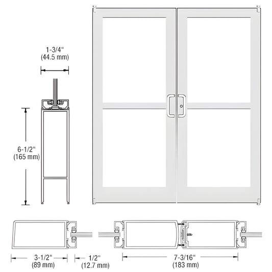 DZ42252 white Kynar double commercial entrance door with 31 2 in stiles and 61 2 in bottom rail