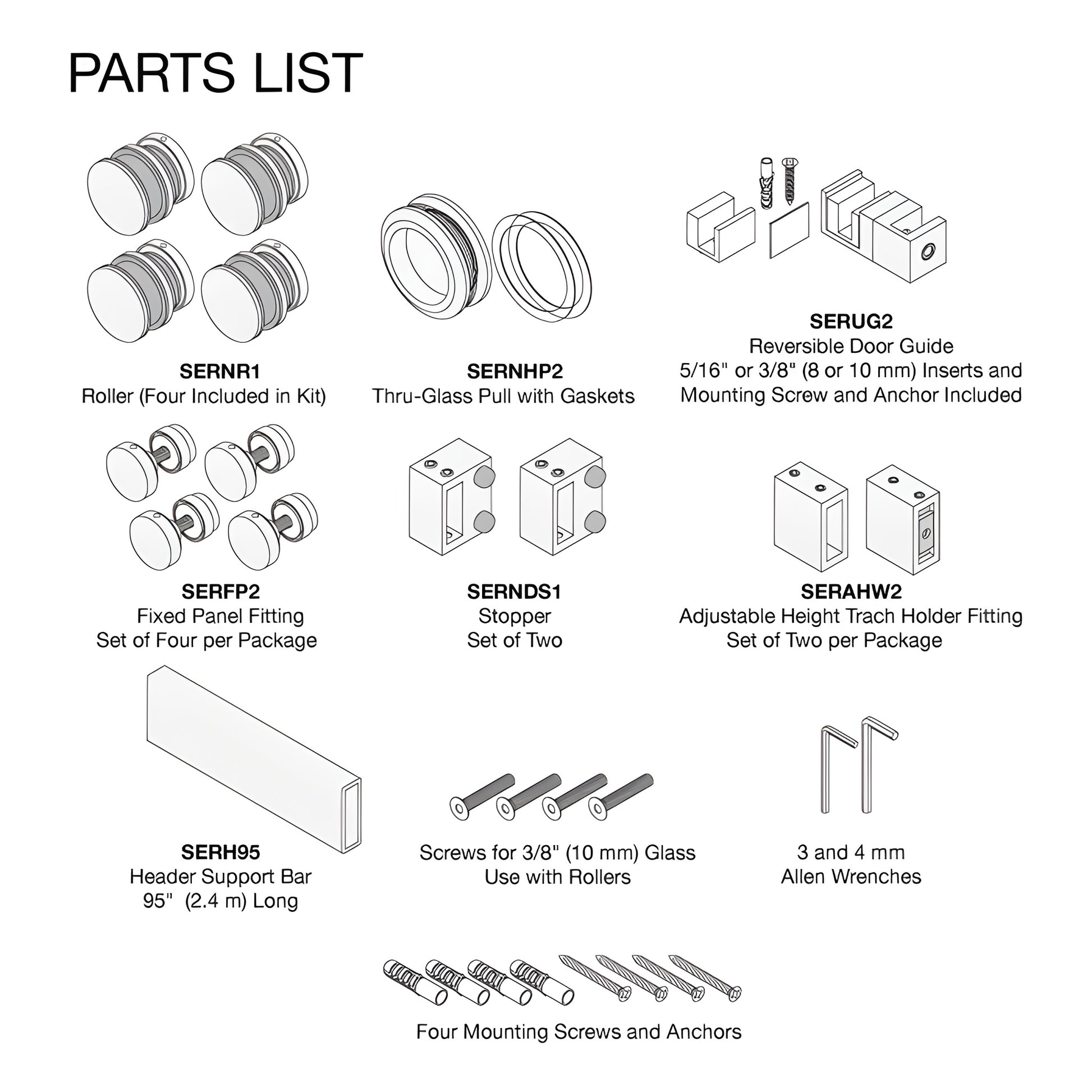 Frameless squared sliding shower system in brushed bronze-top roller rail, one sliding door and fixed panel for 8-10mm glass