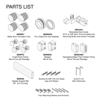 Frameless squared sliding shower system in brushed bronze-top roller rail, one sliding door and fixed panel for 8-10mm glass