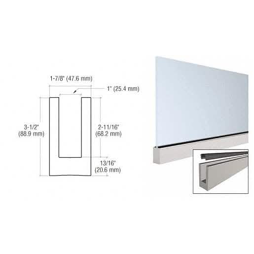 CRL Mill Aluminum 120" Windscreen Base Shoe for 3/4" Glass - Small Profile Extrusion