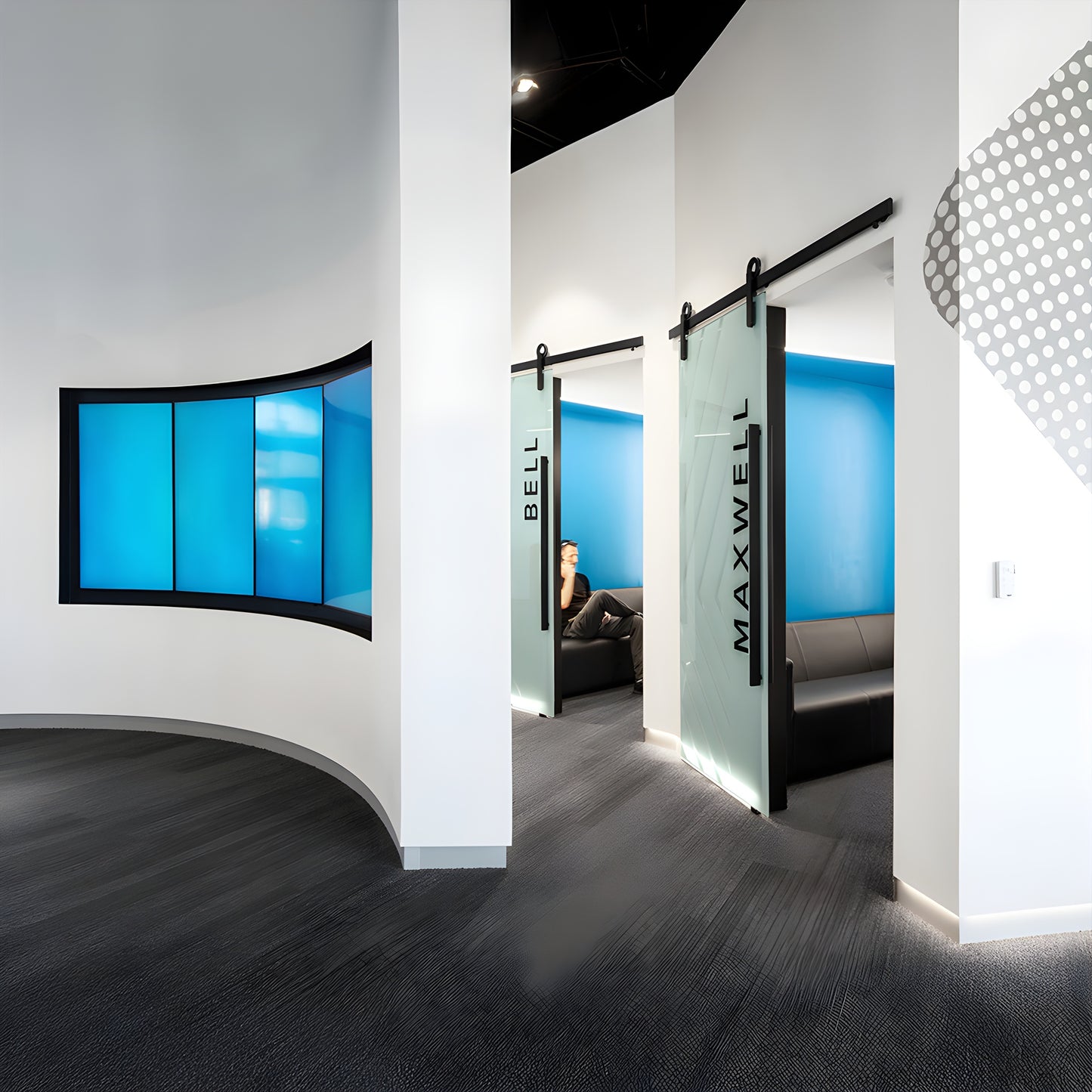 Solstice sliding door hardware LAT34S0LBLS - black stainless hubless wheel on 96 in. track for tempered glass