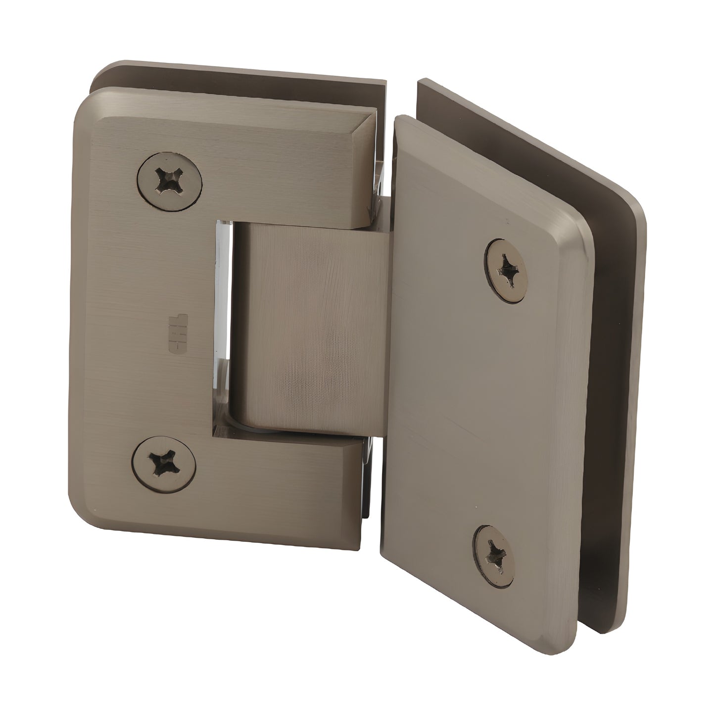 Brushed bronze Pinnacle glass-to-glass shower hinge, solid brass, beveled edges (SKU: P1N045BBRZ)