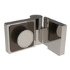 Lugano LUG044LBN brushed-nickel frameless glass shower hinge, offset right-hand, concealed-screw design.