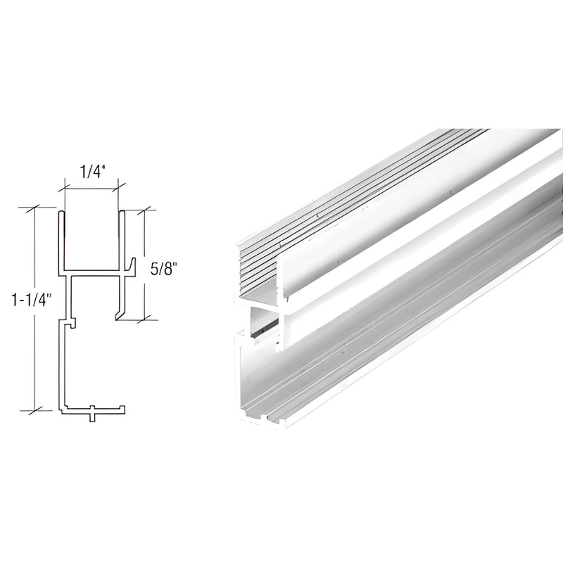 White powder-coated CRL triple-track bottom window frame (PL14194), 1-1/4" high, 1/4" inside width.