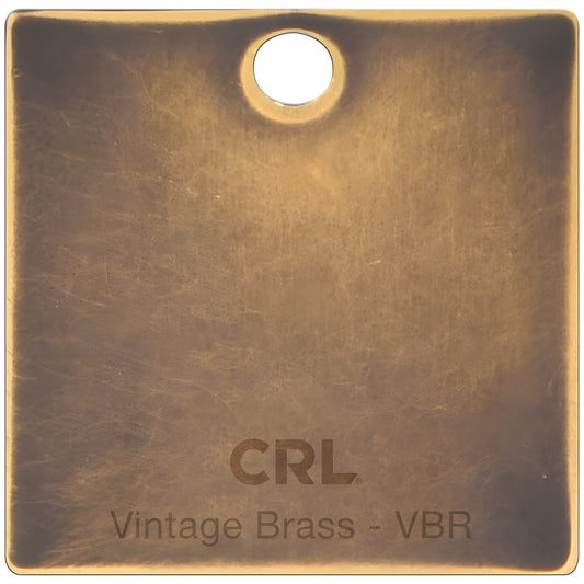 Vintage Brass hinge finish sample chip CH2PVBR - square brass tag with top hole, aged warm patina