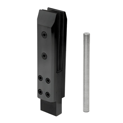 Matte black three-piece stainless steel frameless windscreen clamp with threaded rod - SKU AFWC3MBL