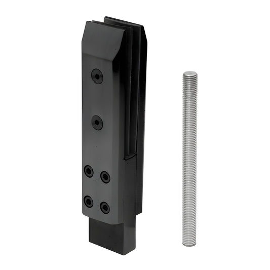 Matte black three-piece stainless steel frameless windscreen clamp with threaded rod - SKU AFWC3MBL