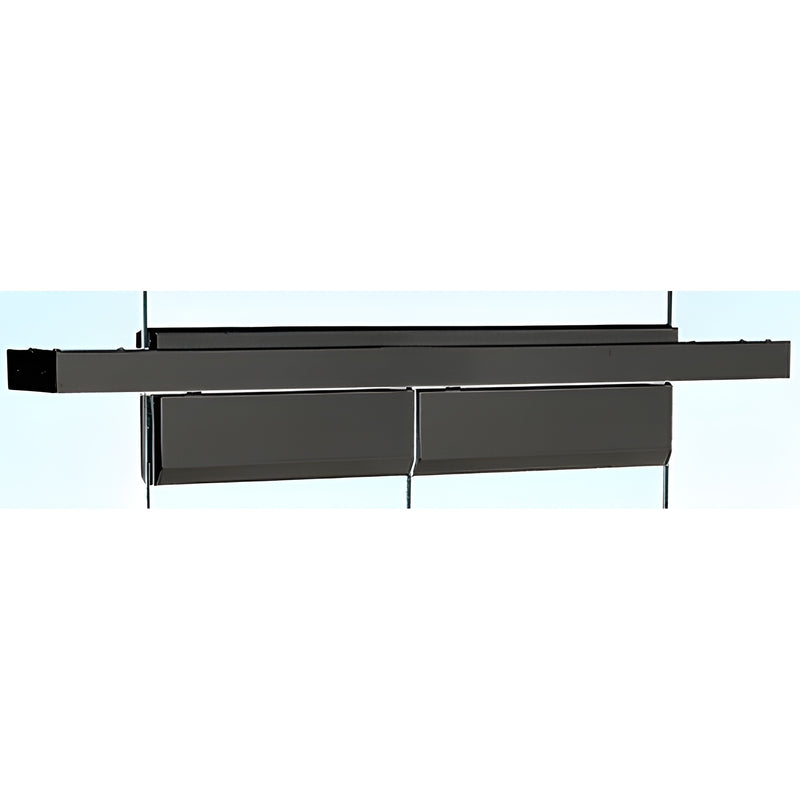 FH4BLCD gloss-black floating header for 1/2" (12mm) frameless double glass doors, glass-to-glass or glass-to-wall installatio