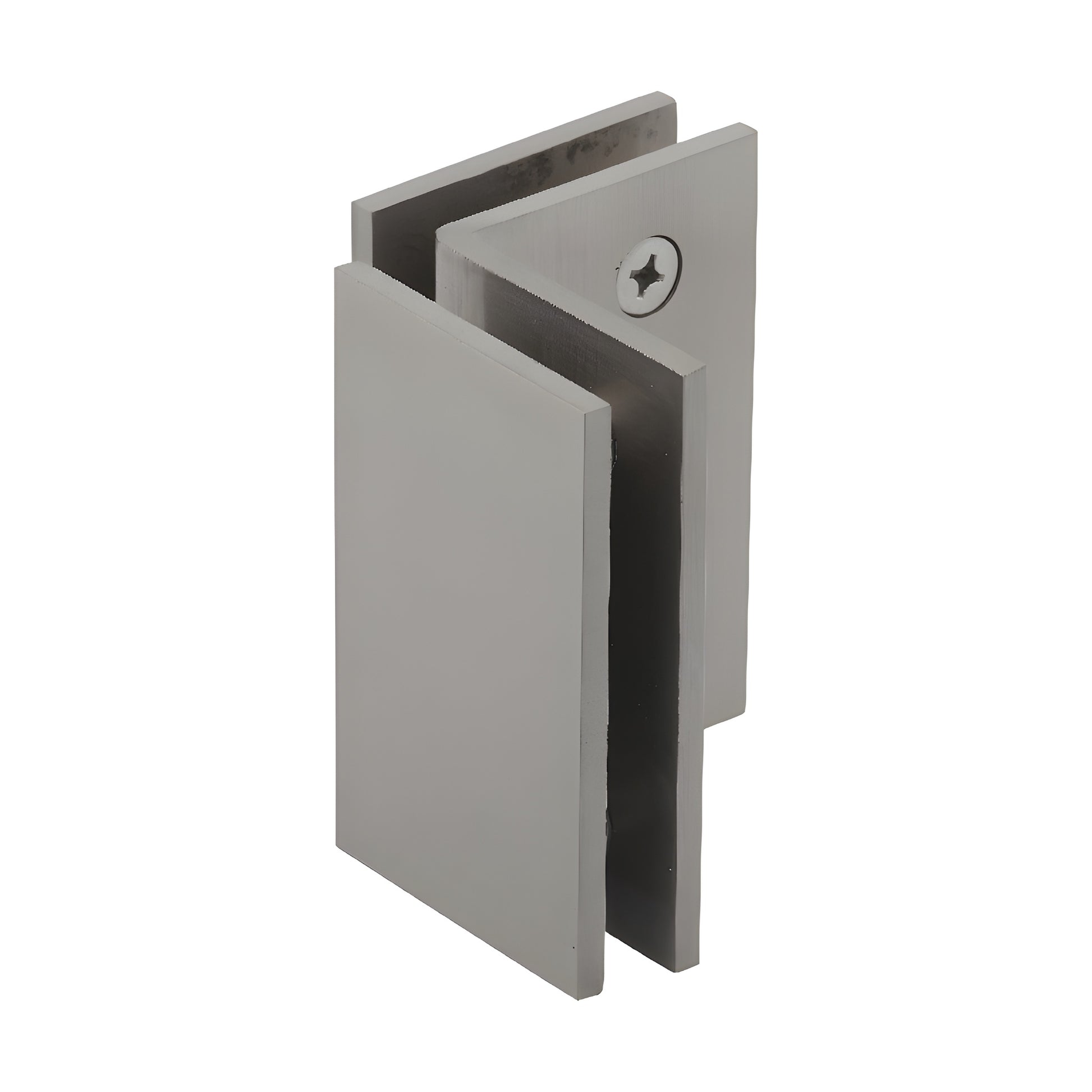 GE090BN brushed nickel 90-degree glass-to-glass shower clamp, solid brass, for 8-12mm tempered glass, square-edge design