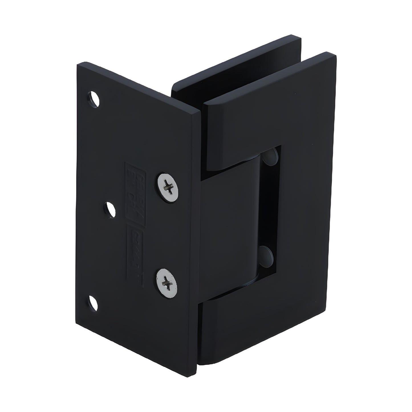 GEN344MBL Geneva adjustable matte black brass shower door hinge, square profile, fits 8-12mm glass