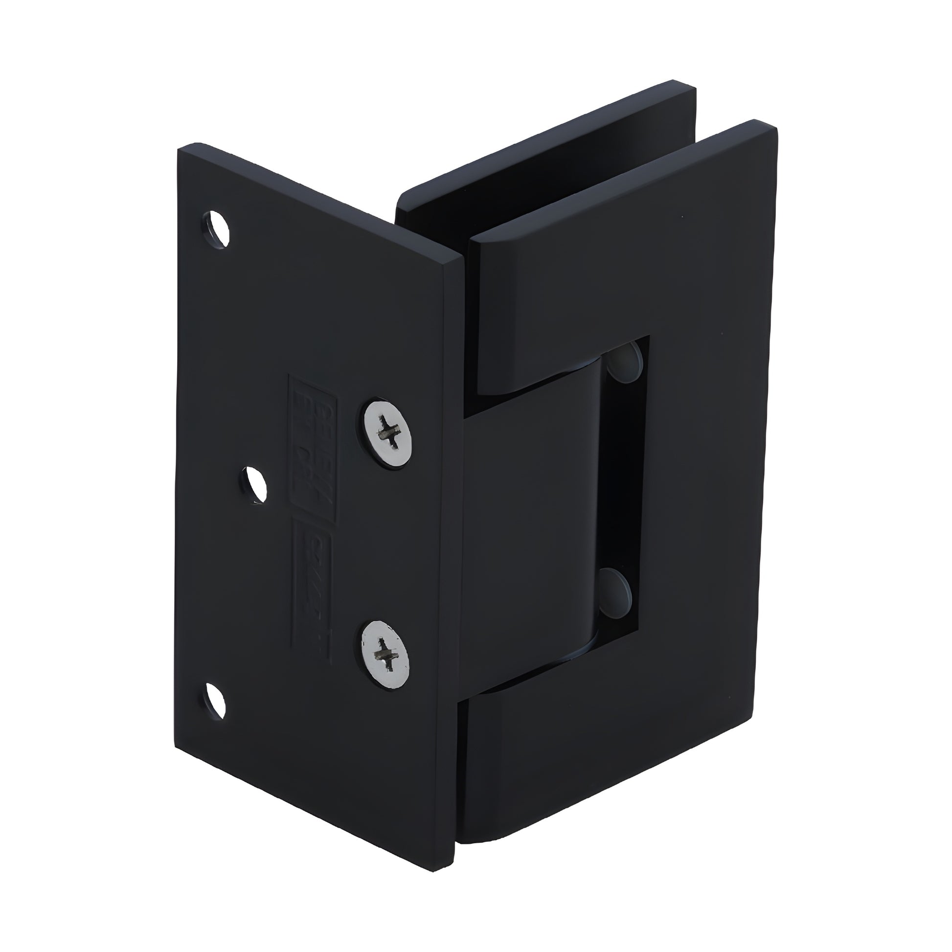 GEN344MBL Geneva adjustable matte black brass shower door hinge, square profile, fits 8-12mm glass