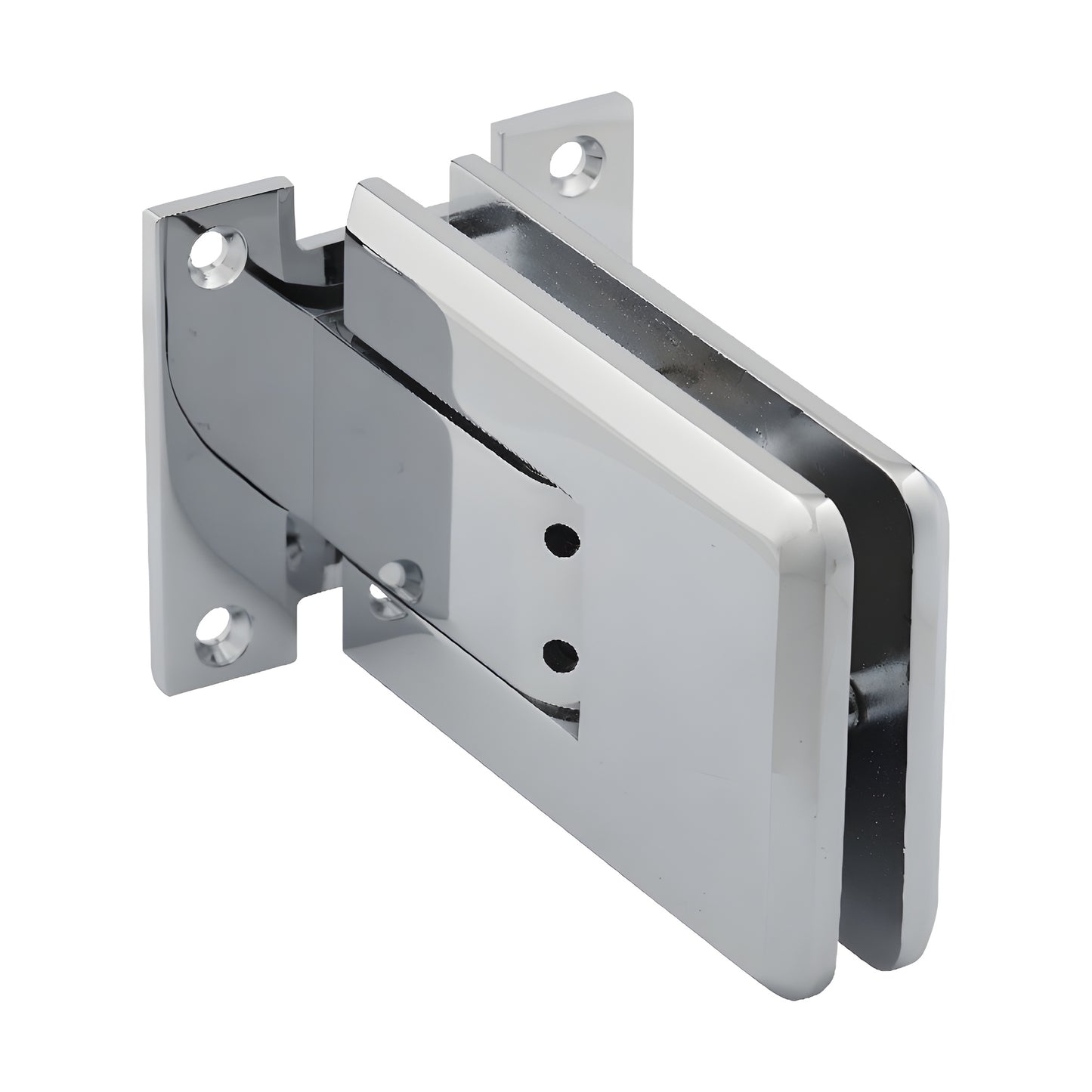 Polished chrome Atlas all-glass door hinge SKU ATL01CH - brass, double-acting, self-centering for 8-12mm tempered glass
