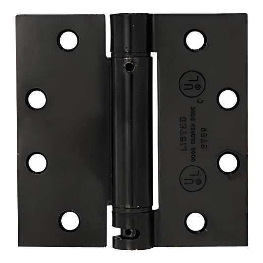 CRL S410B heavy-duty 4x4 oil rubbed bronze square corner spring hinge for doors, 3-hole leaves, includes mounting screws.