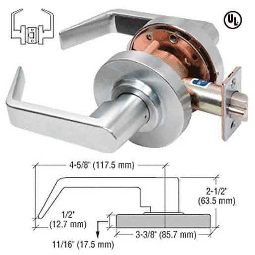 CRL Brushed Chrome Passage Lever Lockset - Grade 2, sleek design, easy installation.