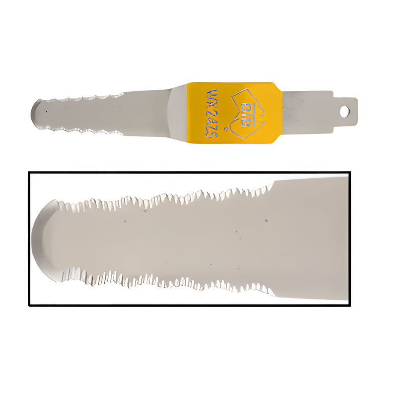 BTB24ZS 6in serrated specialty blade with yellow tab for precise encapsulated quarter glass removal