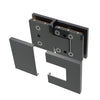 BEL380MBL matte-black Bellagio concealed brass hinge for frameless glass shower doors, square profile, 8-10mm glass.