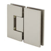V1E580BN brushed nickel squared Vienna glass-to-glass shower hinge for 3/8-1/2" glass, solid brass, self-centering