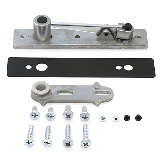 Jackson center-hung walking-beam pivot set with black strike plate and screws for 1-3/4" aluminum doors - SKU 20534313