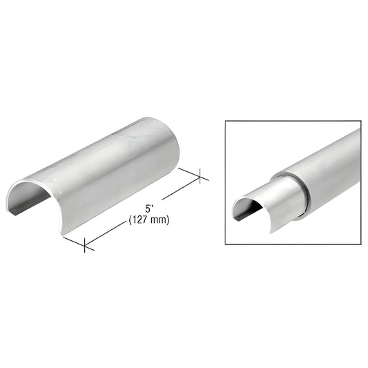PR19CSS 5" (127 mm) mill finish stainless steel connector sleeve for 1-1/2" Schedule 40 pipe rail.