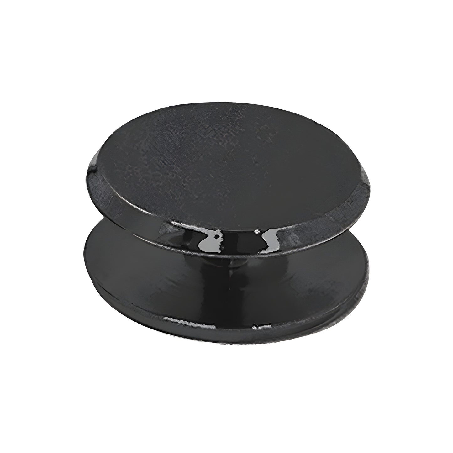 CRL MC112BL black anodized mini mall front clamp, 1.5in round cap for 3/8-1/2" tempered glass panels.