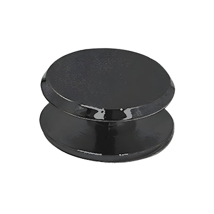 CRL MC112BL black anodized mini mall front clamp, 1.5in round cap for 3/8-1/2" tempered glass panels.