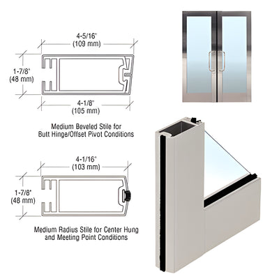 CRL 4 in Brushed Stainless Medium Stile Clad Framed Door