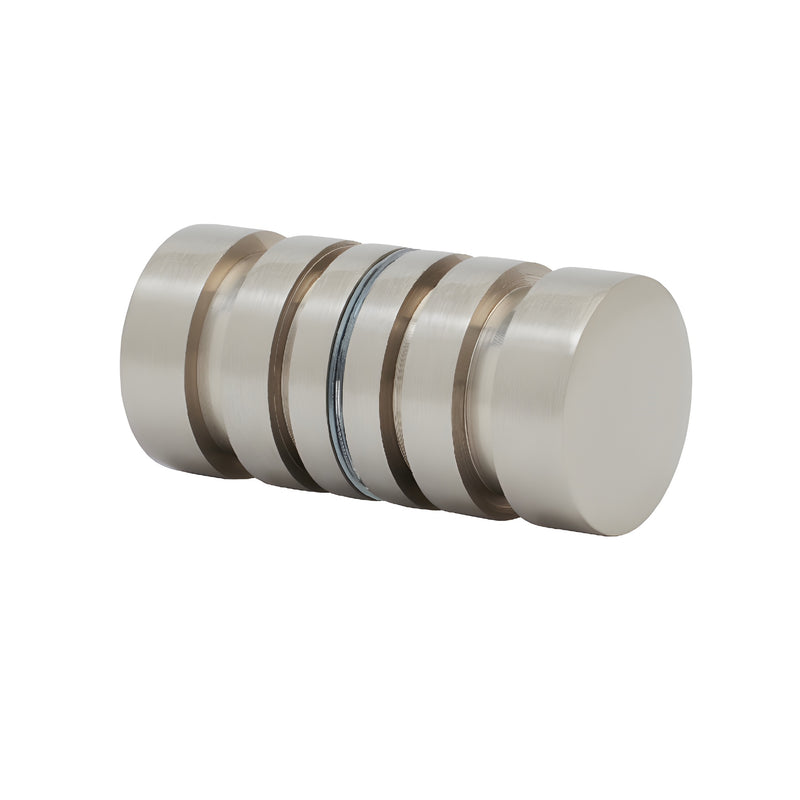Brushed nickel solid brass back-to-back glass door knob, contemporary 1-3/16 (30mm) diameter - SKU SDK106BN