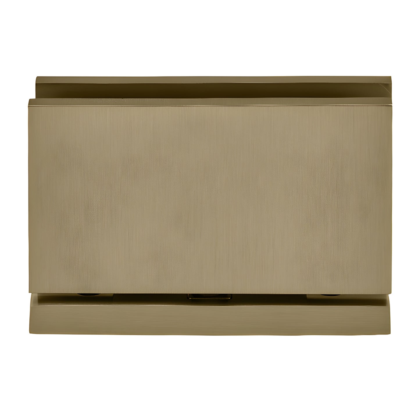 Brushed bronze pivot hinge for 1/2" (12mm) tempered glass, top-and-bottom mount, solid brass. SKU SRCAR01BBRZ