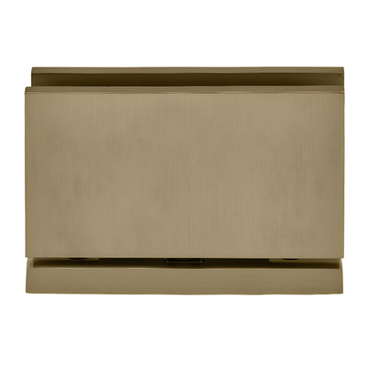 Brushed bronze pivot hinge for 1/2" (12mm) tempered glass, top-and-bottom mount, solid brass. SKU SRCAR01BBRZ