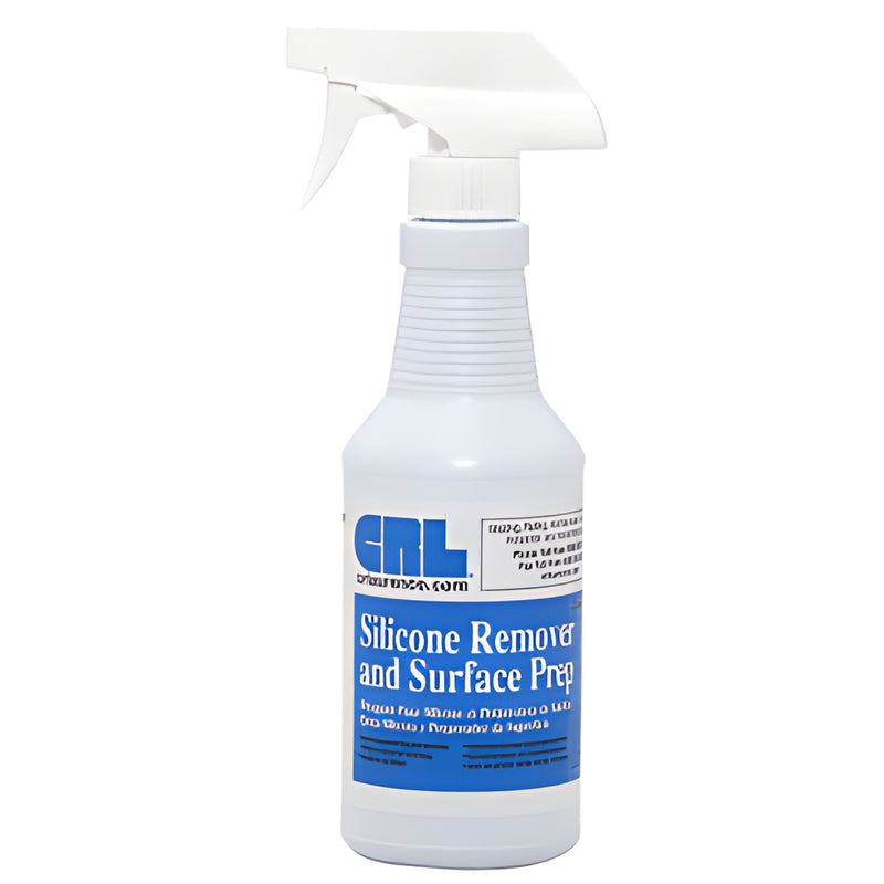 White 16 oz spray bottle (SR200) with blue label: CRL Silicone Remover and Surface Prep.