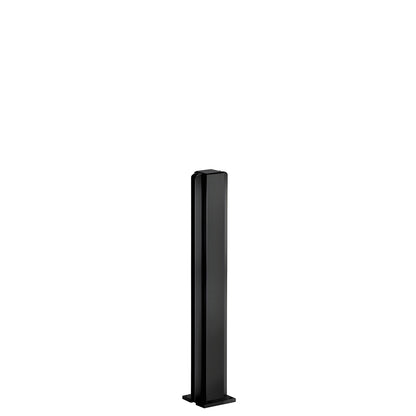 Semi-gloss black aluminum center partition post (12") with full-length glazing channels and square base, SKU D990BL12C