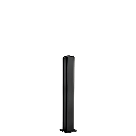 Semi-gloss black aluminum center partition post (12") with full-length glazing channels and square base, SKU D990BL12C