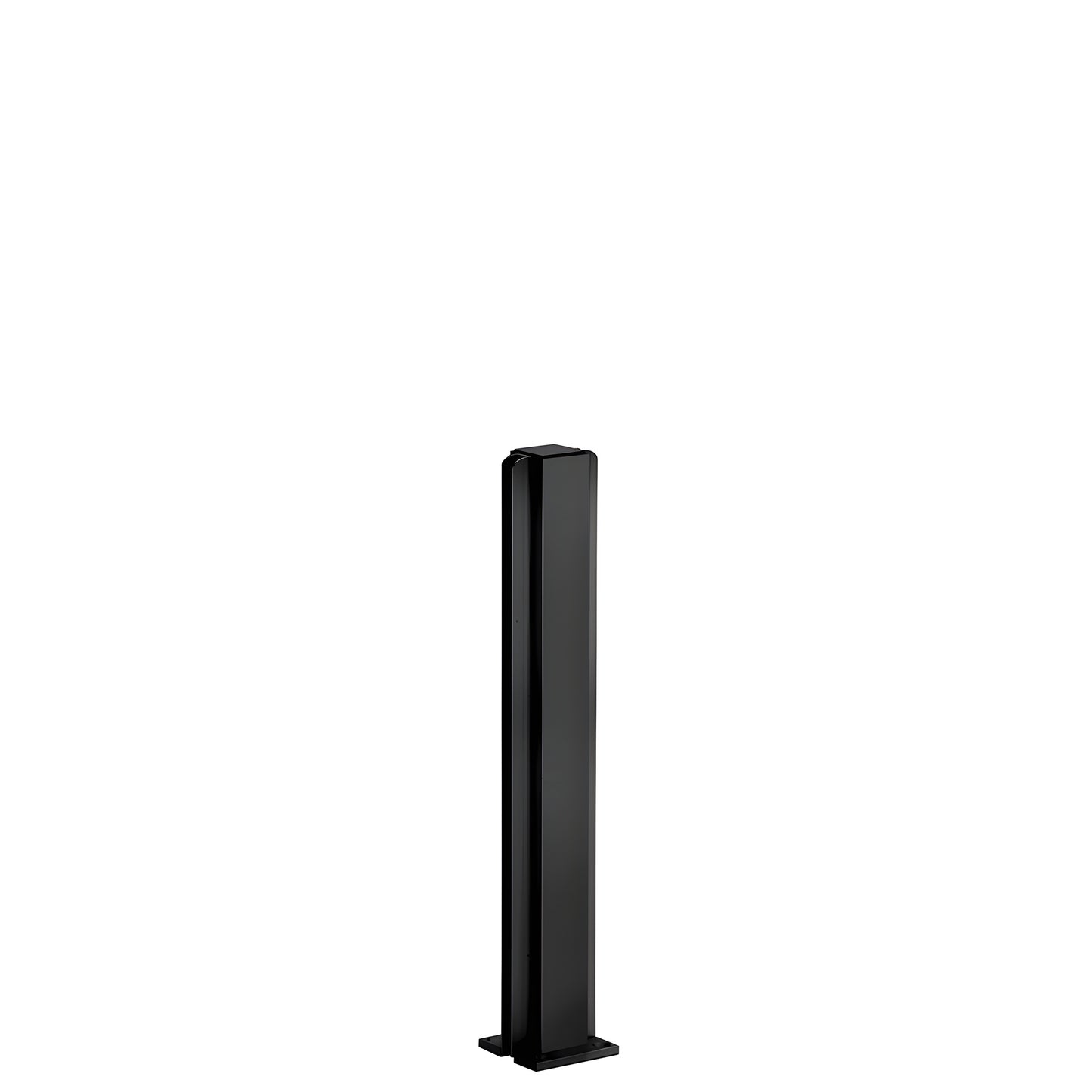Matte black aluminum center-post for glass partitions, 12 in tall, 1-1/8" square - SKU D990MBL12C