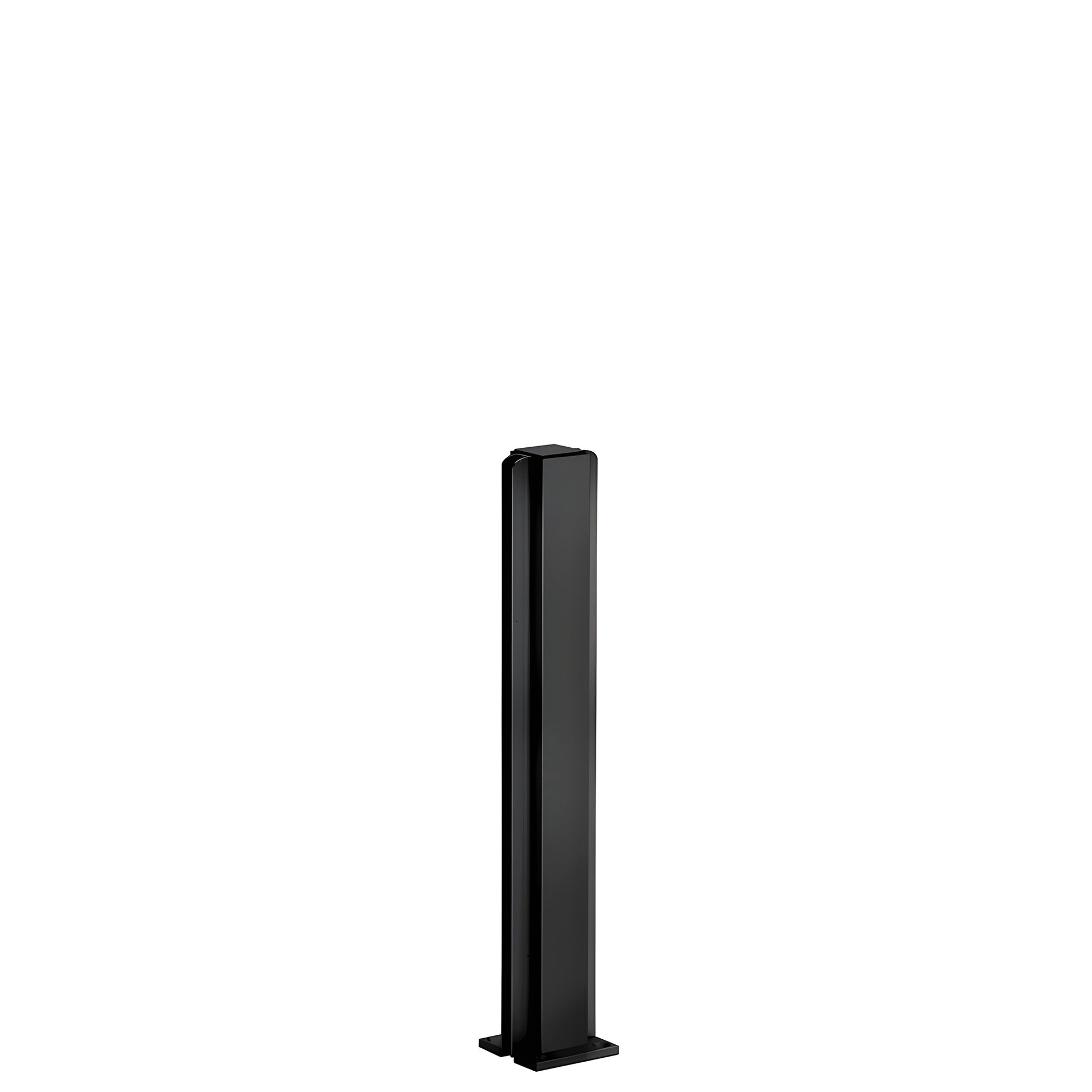 Matte black aluminum center-post for glass partitions, 12 in tall, 1-1/8" square - SKU D990MBL12C