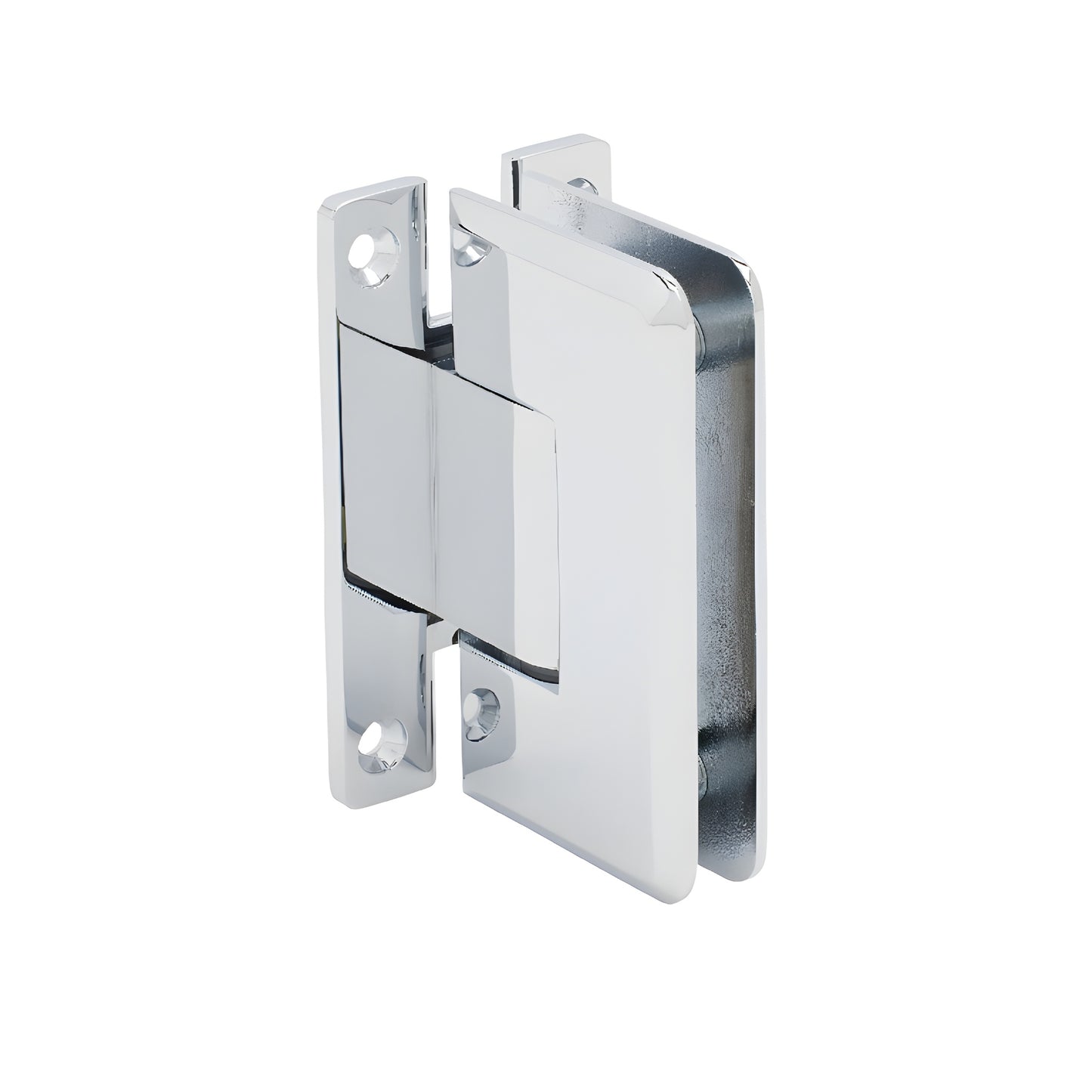 Polished chrome solid-brass Cologne positive-close shower door hinge, wall-mount. SKU C0L067CH