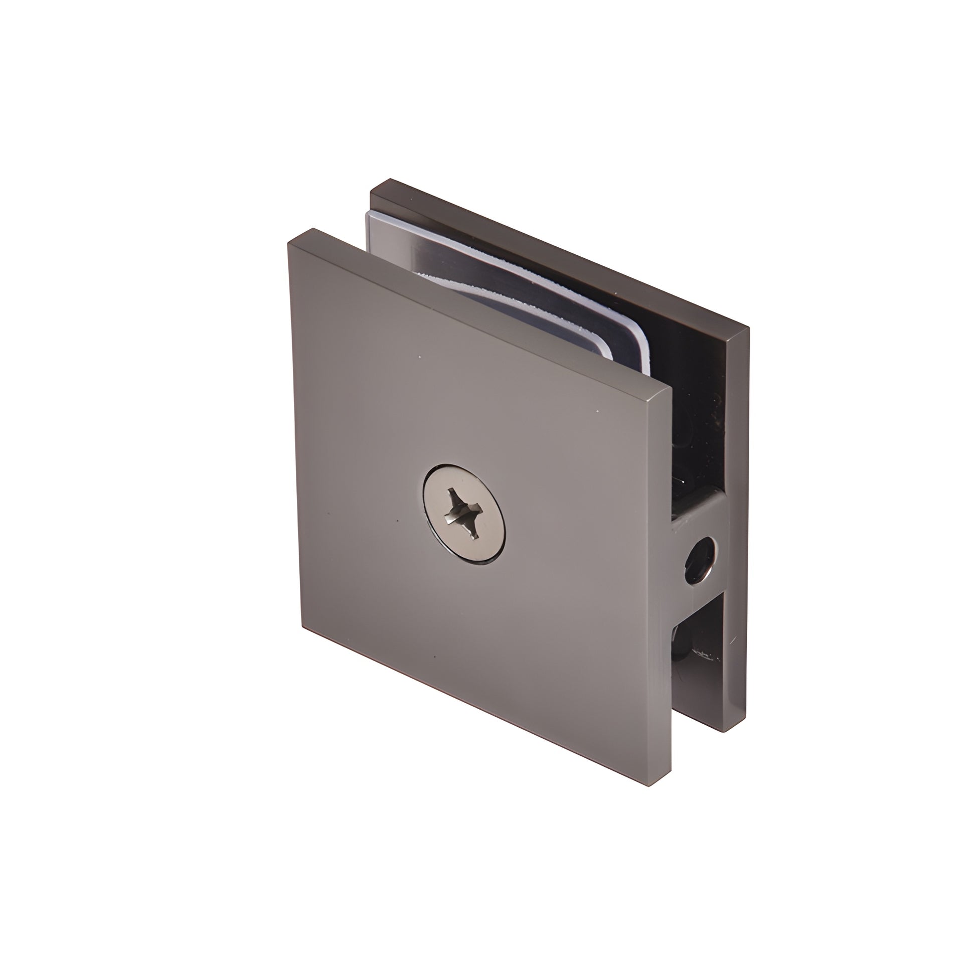 SCU4MGM matte gun metal brass square wall clamp for 3/8-1/2" (10-12mm) hole-in-glass shower panel