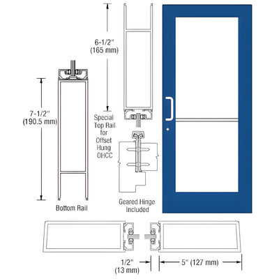CRL-U.S. Aluminum 550 Wide Stile Geared-Hinge Entrance Door, KYNAR®