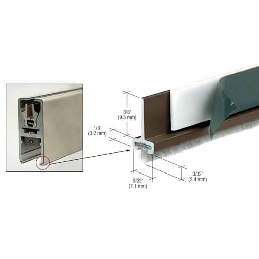 CRL Black Bronze Anodized Pile Weatherstrip for Single Door Rail - Set of 2, durable seal.