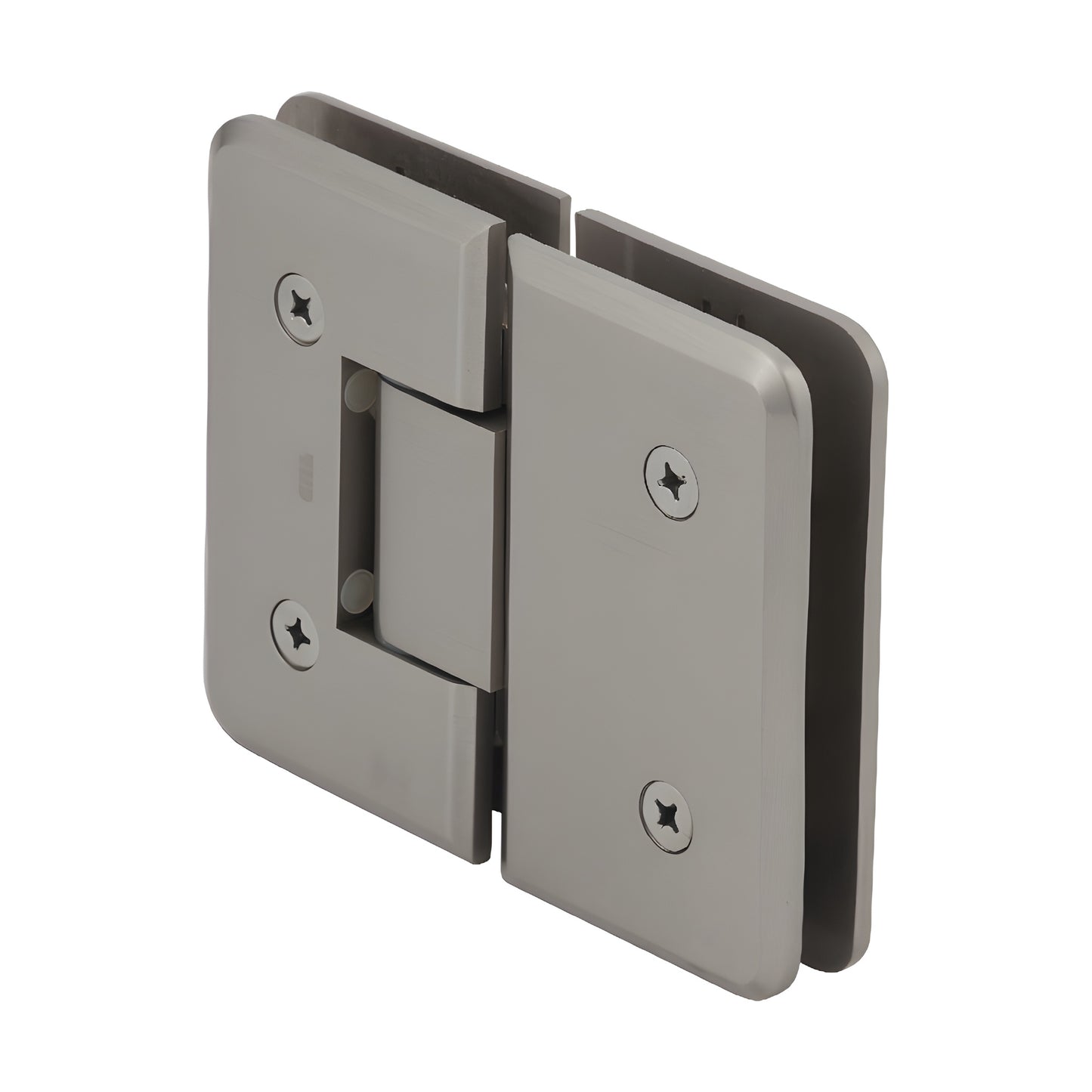 PLY180BN Plymouth brushed-nickel 180 glass-to-glass brass shower door hinge, self-centering, for 10-12mm glass