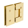 Polished brass square glass-to-glass shower hinge for 3/8-1/2" tempered glass (Vienna series)