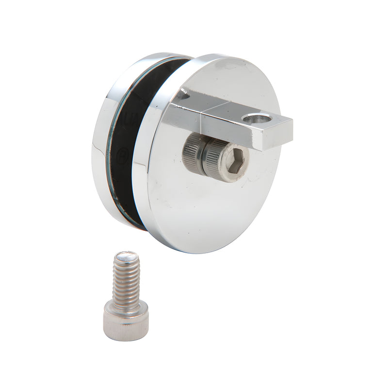 Polished chrome Hydroslide 90 glass-to-sliding-track connector (HYDG90CH) with mounting bolt