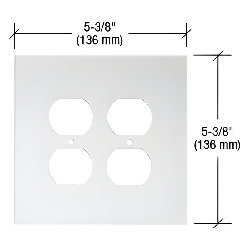 PMP203 clear mirror backed acrylic double duplex outlet cover plate, polished edges, 5-3/8" square